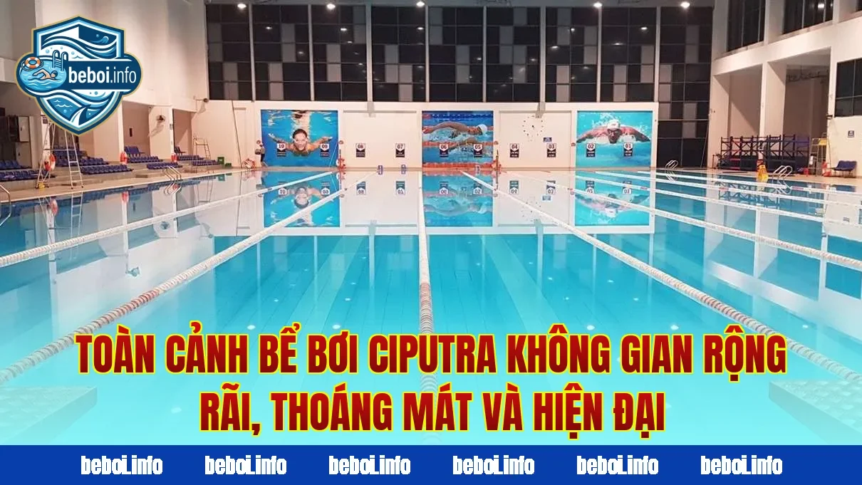 Toàn cảnh bể bơi Ciputra không gian rộng rãi, thoáng mát và hiện đại